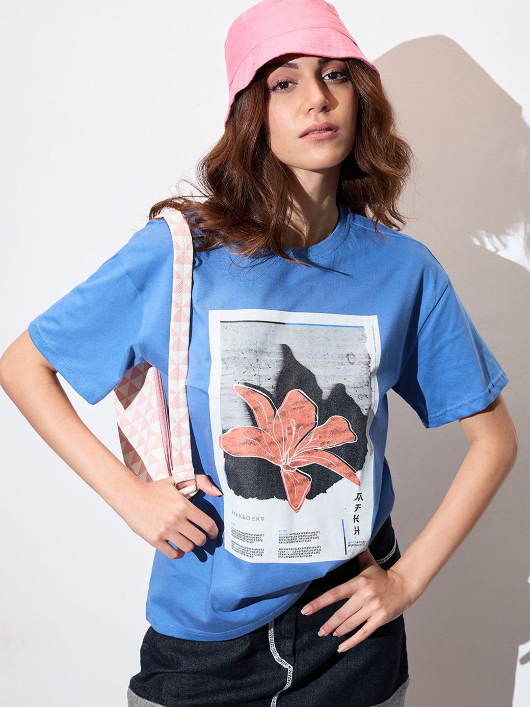 The Roadster Lifestyle Co. Women Graphic Printed Round Neck Cotton Oversized T-shirt