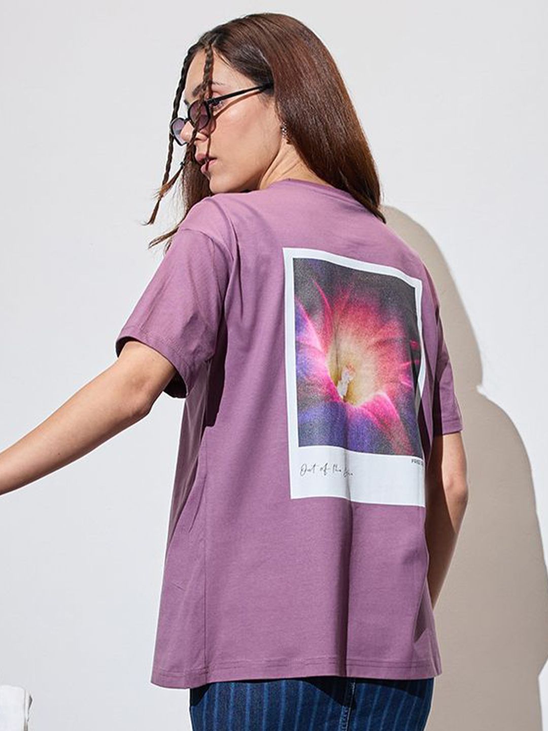 The Roadster Lifestyle Co. Women Graphic Printed Round Neck Cotton Oversized T-shirt