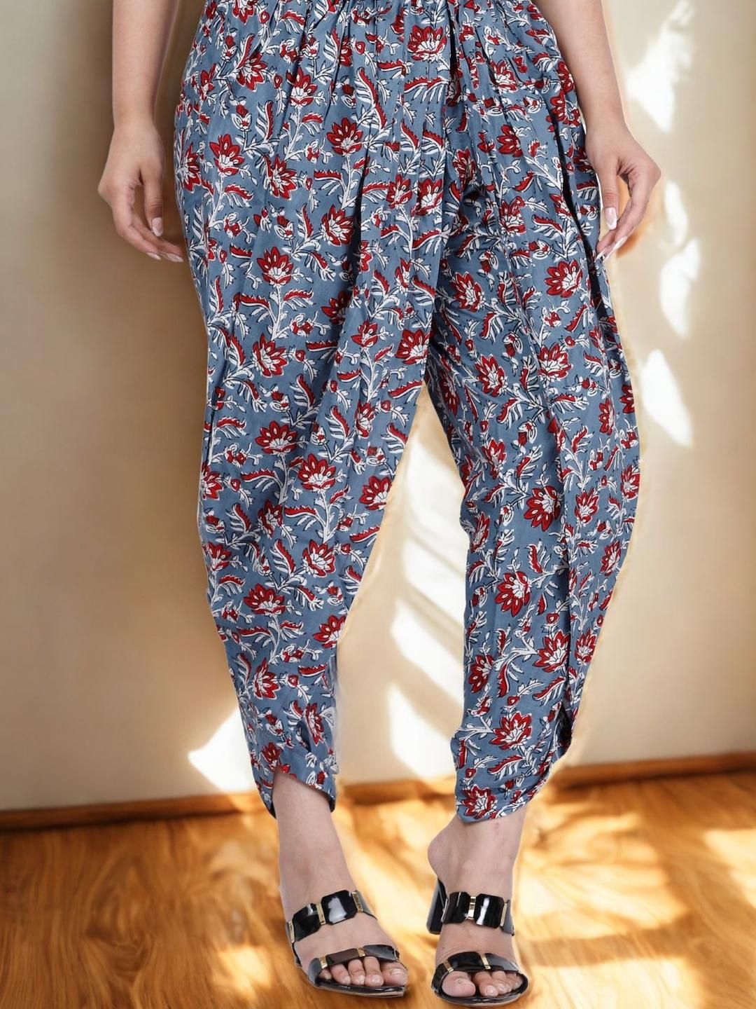 Vaidiki Grey Printed Cotton Dhotis