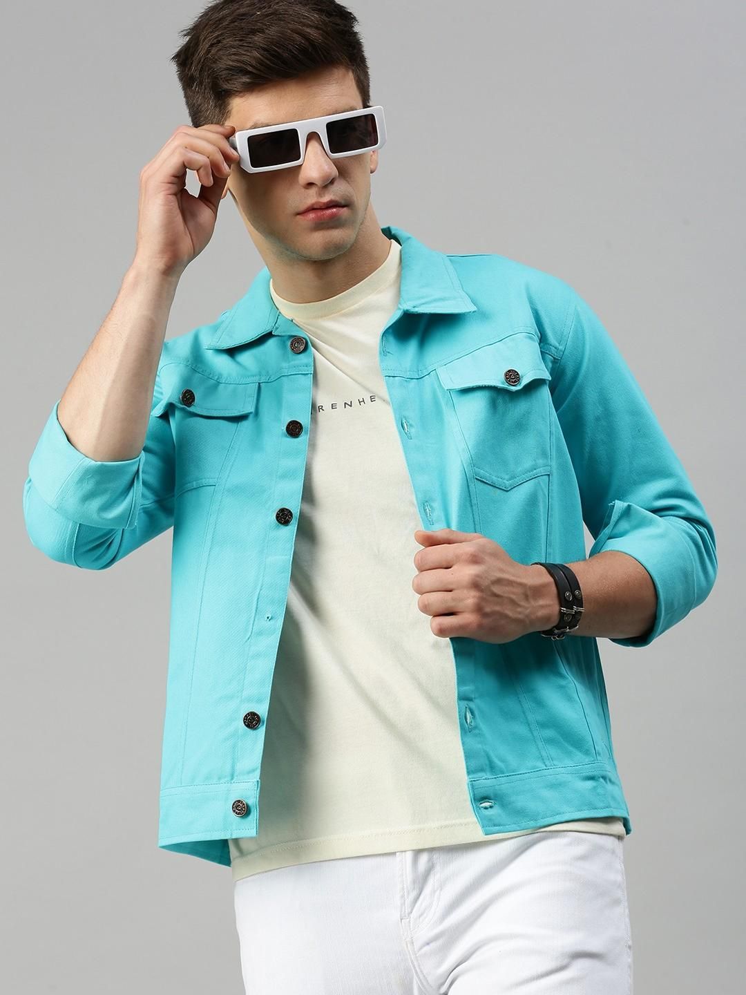 VOXATI Denim Cotton Spread Collar Jacket