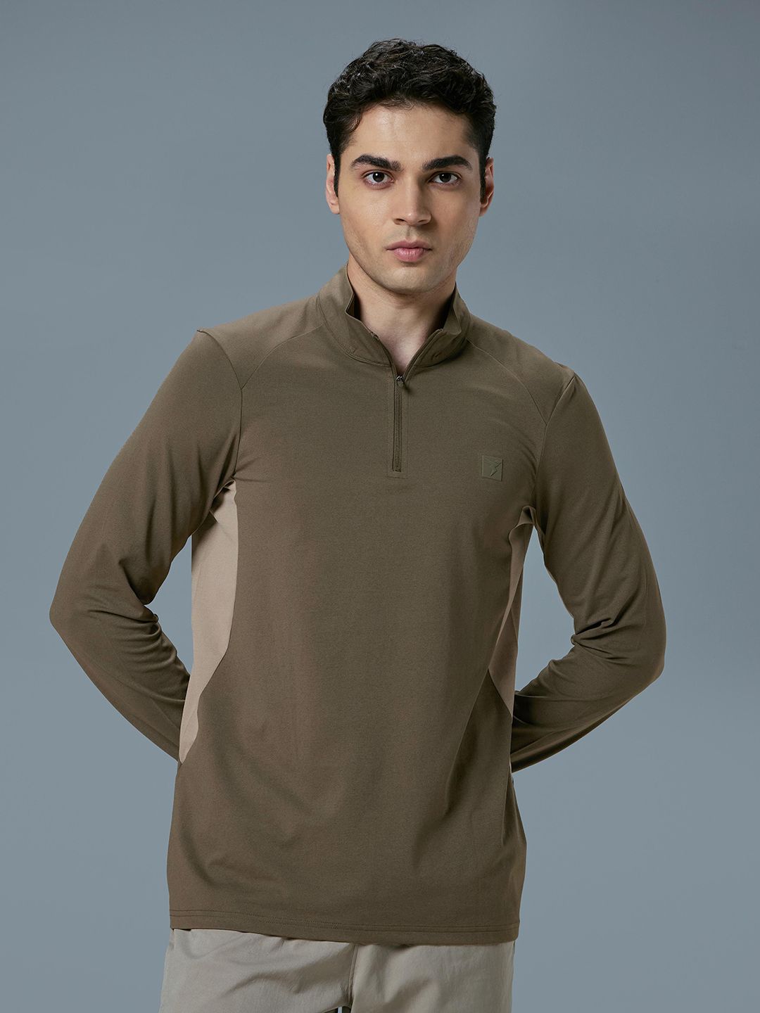 Technosport Men Antimicrobial Solid High Neck Slim Fit T-shirt