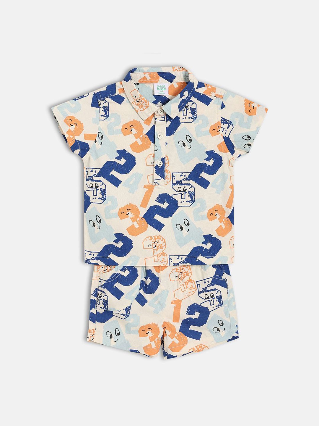 MINI KLUB Boys Printed Short Sleeves Pure Cotton T-shirt With Shorts