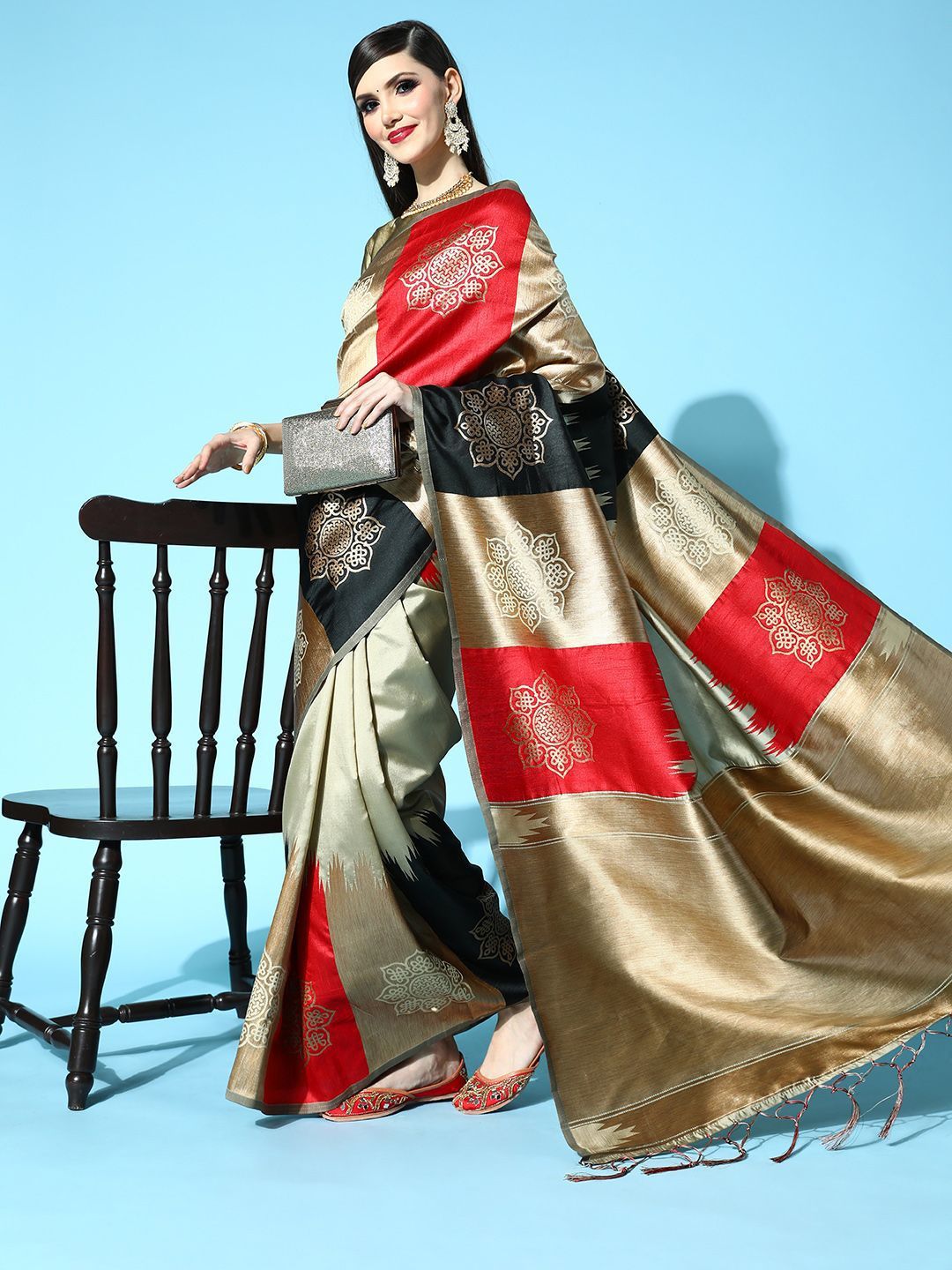 Anouk Rustic Ethnic Motifs Woven Design Banarasi Saree