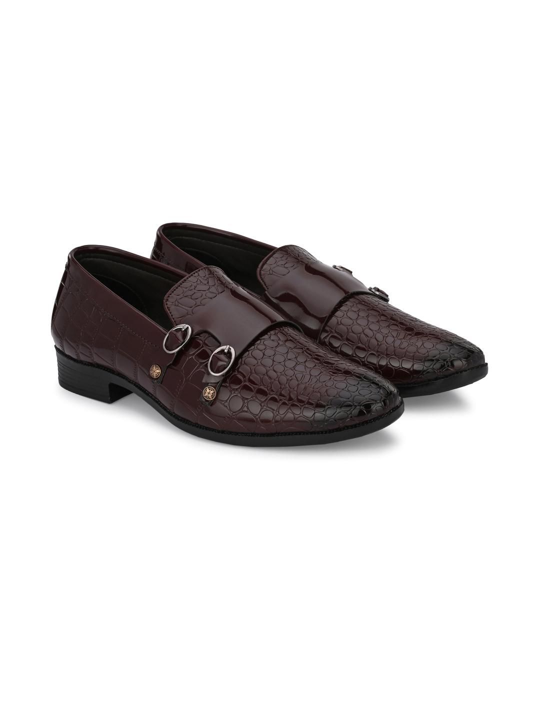 G L Trend Men Monk Style Party Wear Slip-on Burgundy Shoes