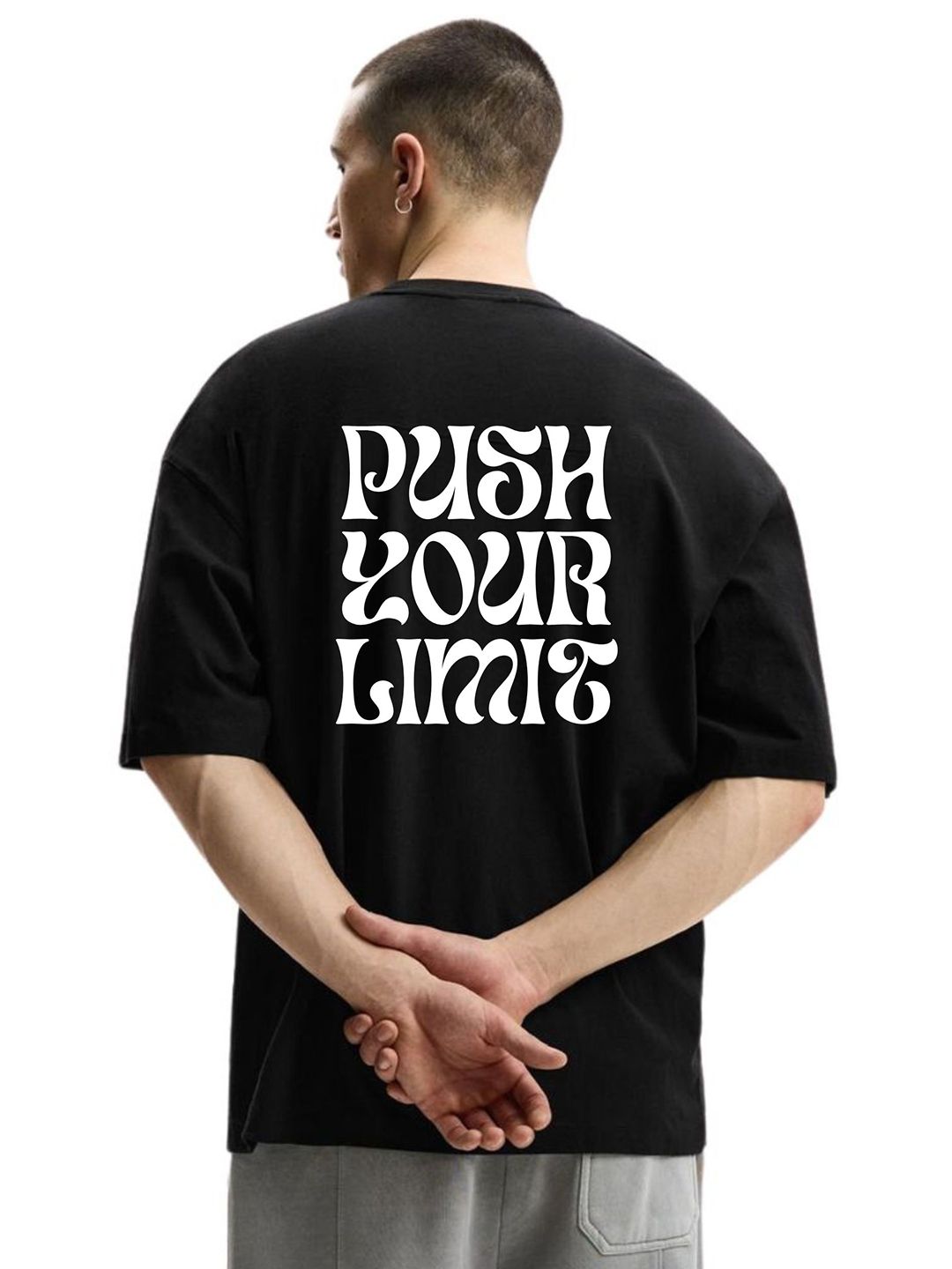 Fashnobic Men Typography Printed Round Neck Cotton Oversized T-shirt