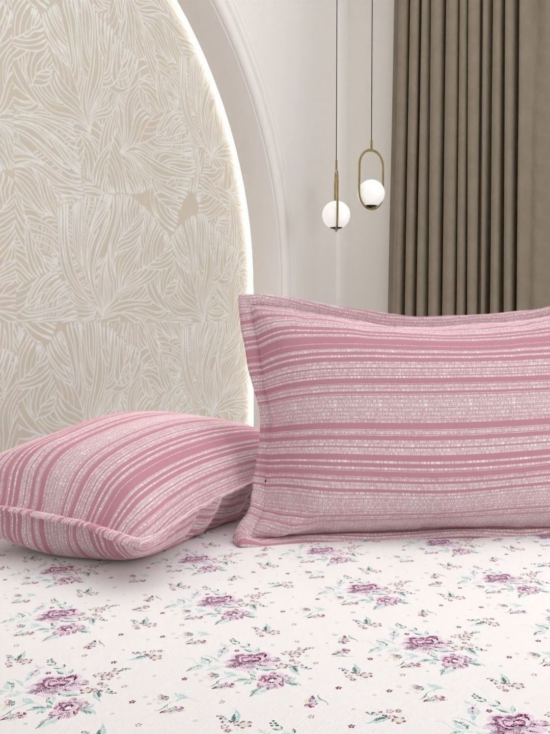 Pure Decor Pure Decor Passion White Floral Cotton Breathable 180TC Queen Superfine Bedsheet with 2 Pillow Covers-89 x 100 inches