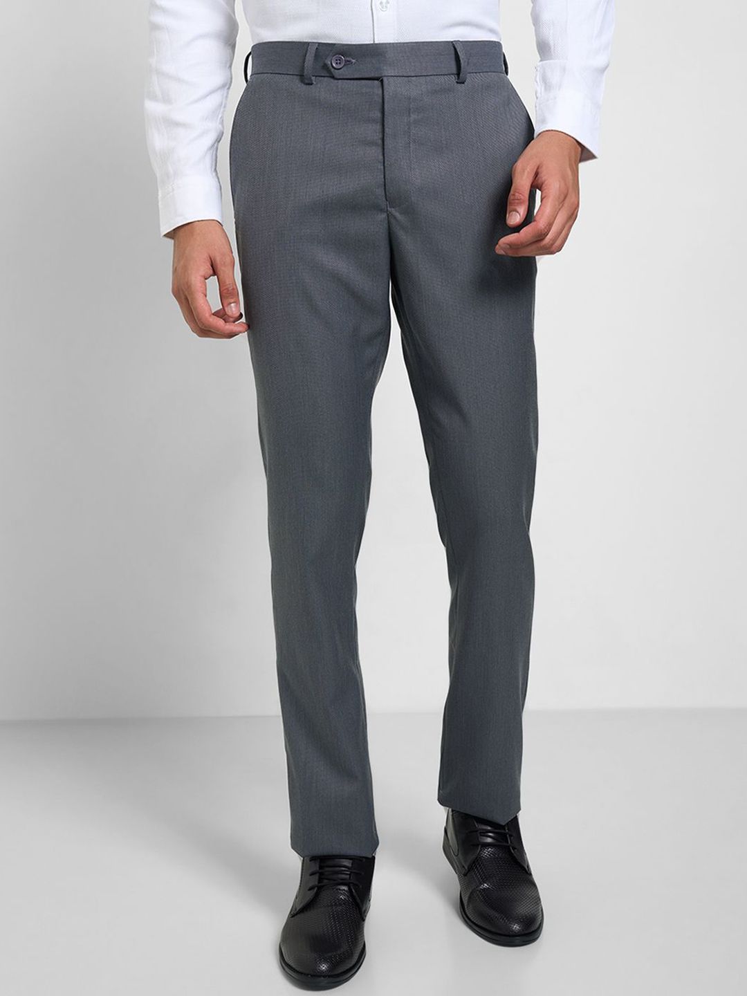 Peregrine by Pantaloons Men Solid Slim Fit Mid-Rise Formal Trousers