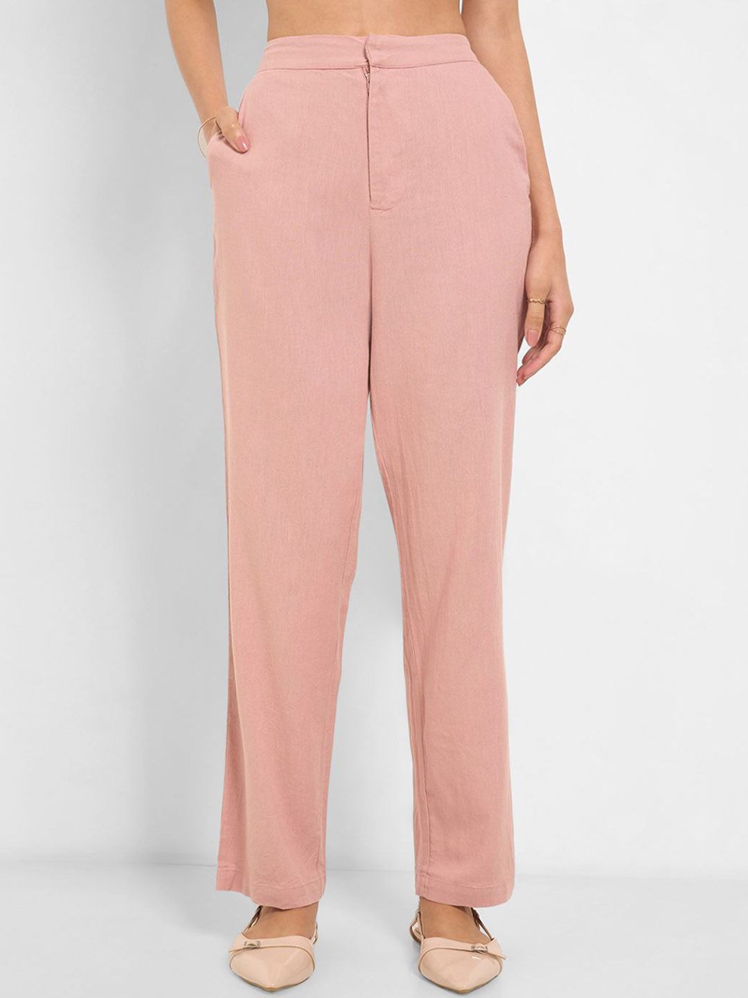 Annabelle by Pantaloons Women Solid Straight Fit High-Rise Regular Trousers