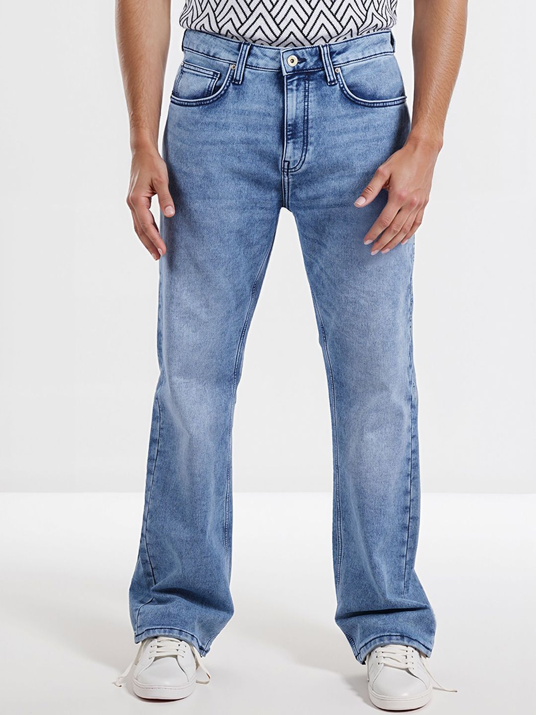Celio Men Jean Bootcut Mid-Rise Heavy Fade Stretchable Jeans