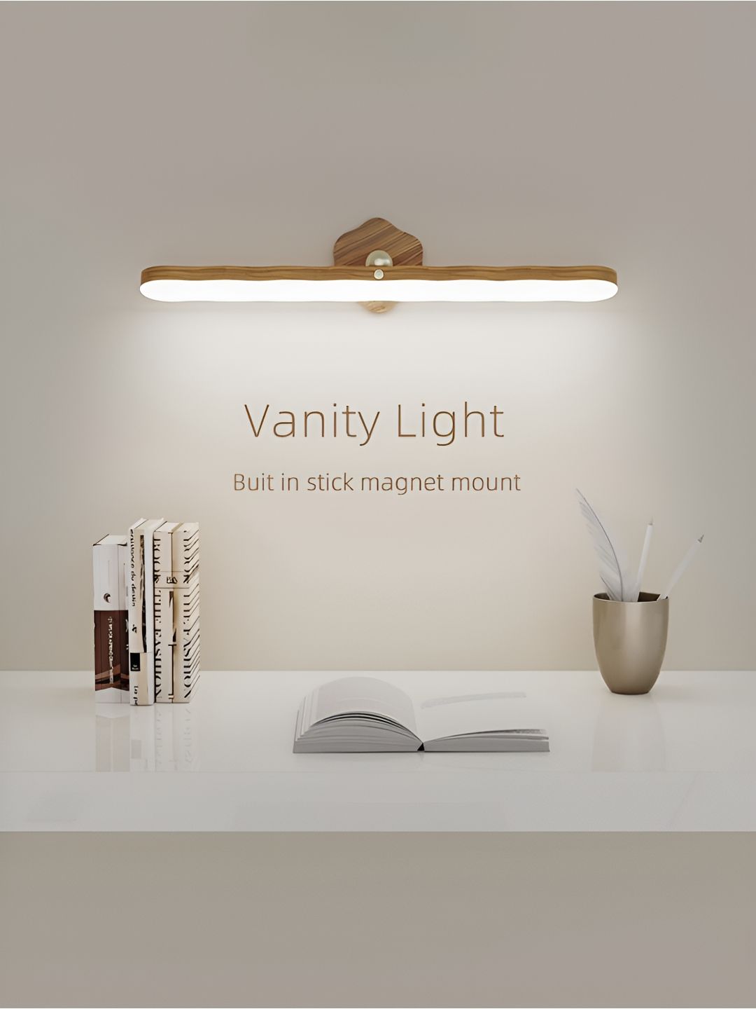 XERGY Black LED Vanity Makeup Mirror Light, Touch Control, 800 mAh Battery