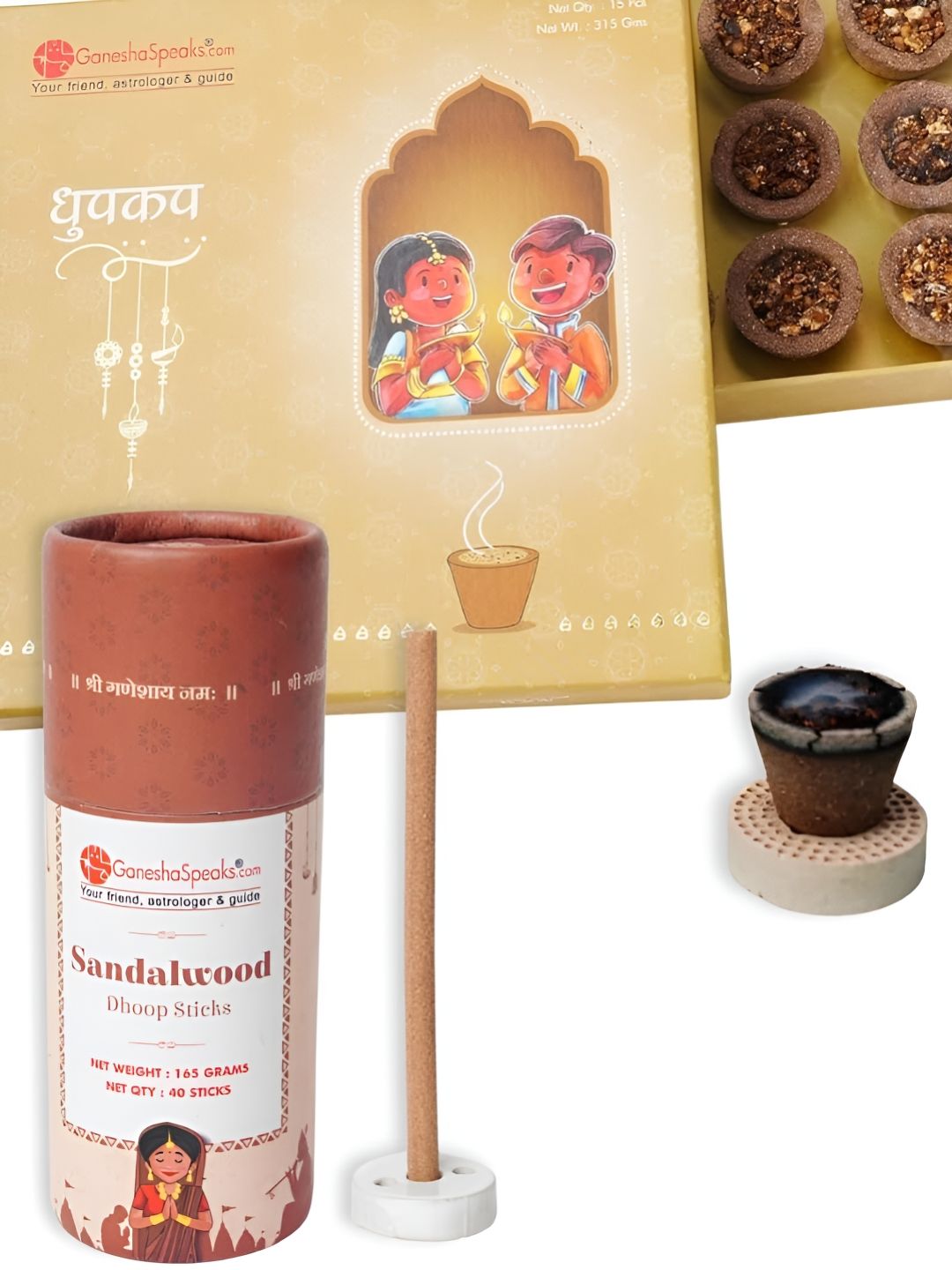 GaneshaSpeaks Wood 3 Piece Chemical-Free Ganesh Chaturthi Incense Sticks
