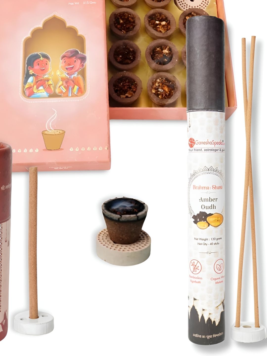 GaneshaSpeaks Wood 3 Piece Scented Ganesh Chaturthi Incense Sticks