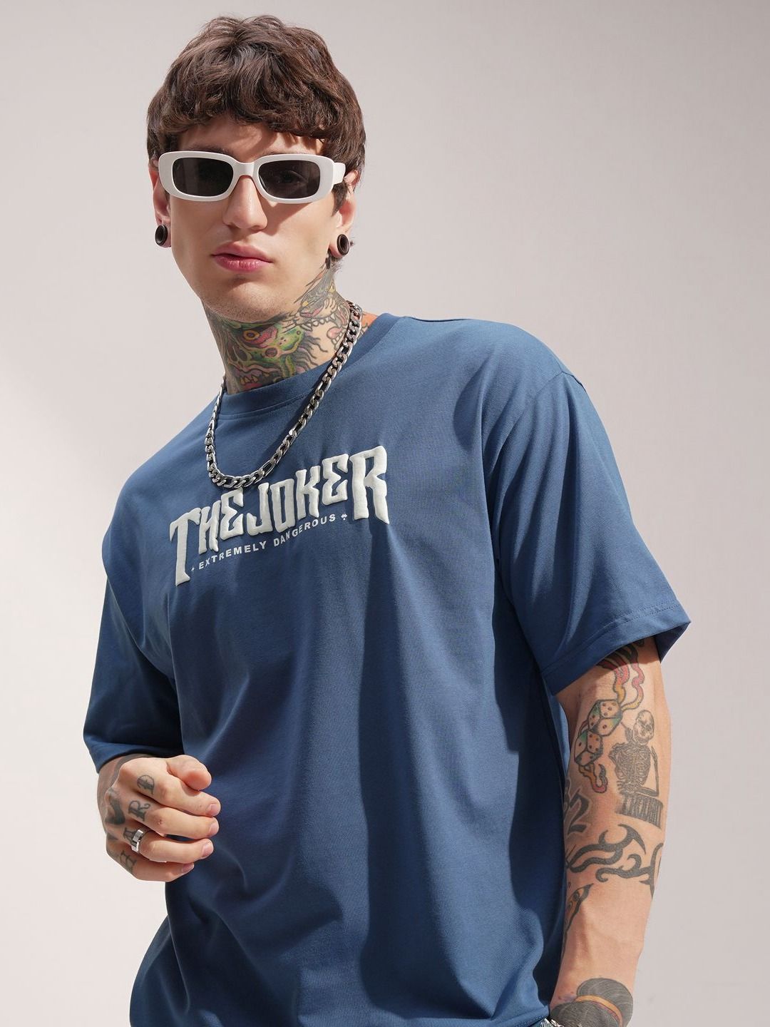 HIGHLANDER Men Joker Typography Printed Round Neck Relaxed Fit T-shirt