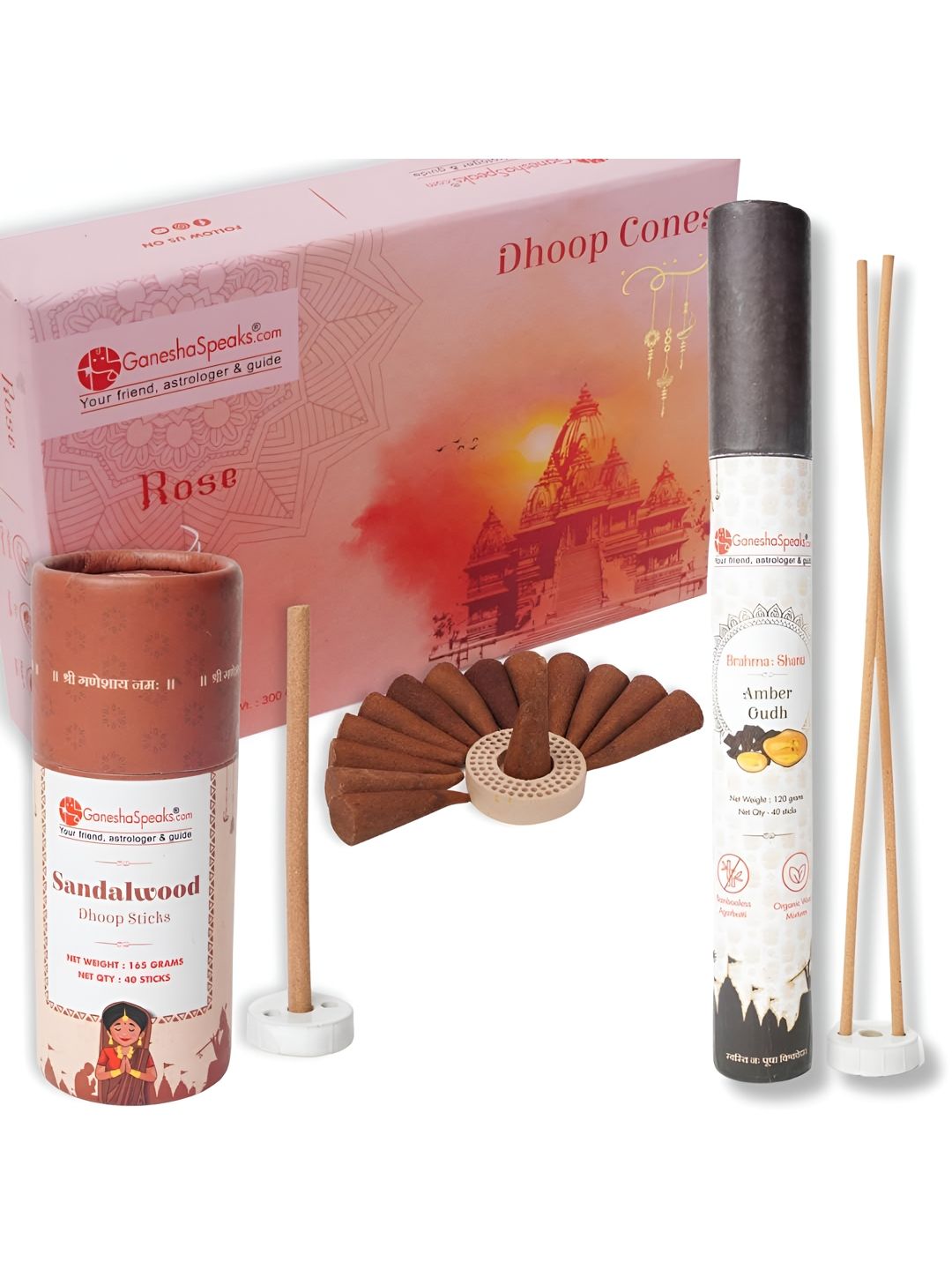 GaneshaSpeaks Wood 3 Piece Scented Ganesh Chaturthi Incense Sticks
