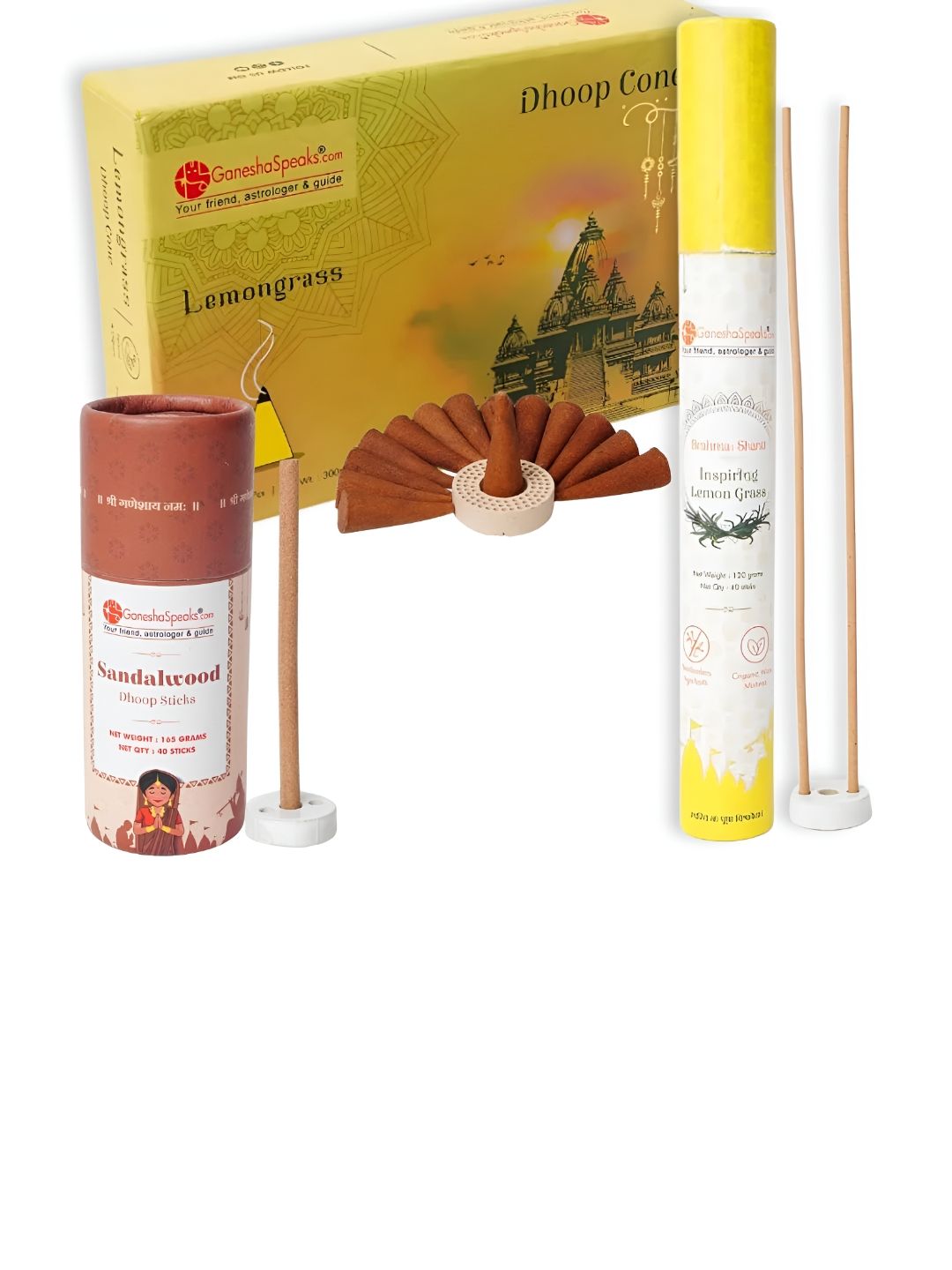 GaneshaSpeaks Wood 3 Piece Chemical-Free Ganesh Chaturthi Incense Sticks