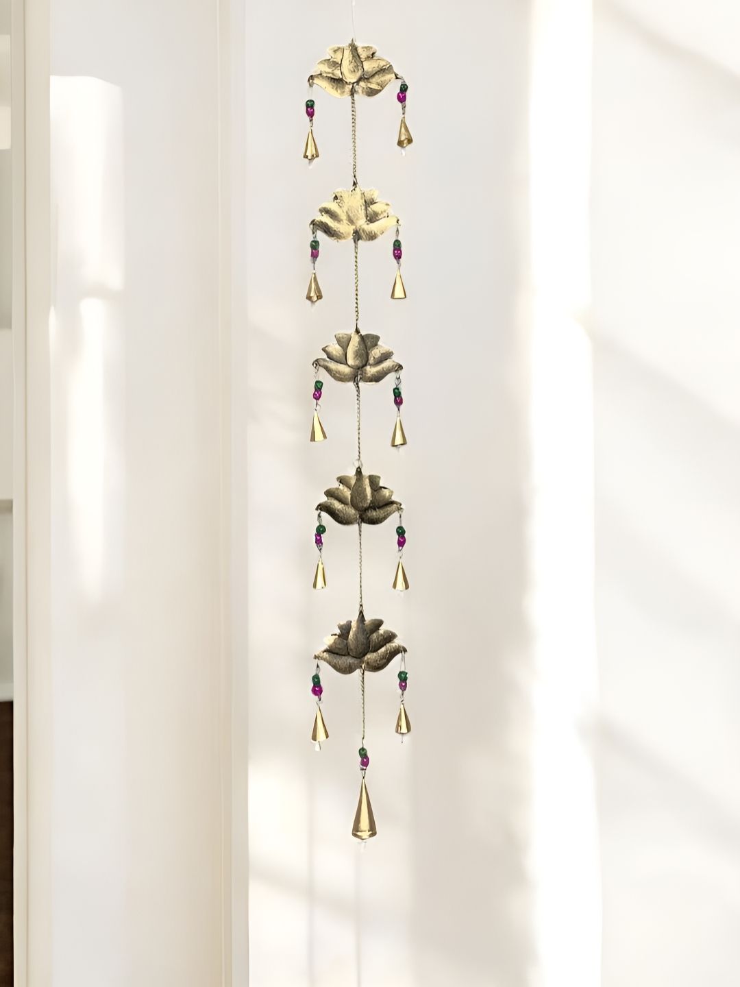 DULI Purple & Green Wall Hanging Lotus Windchimes