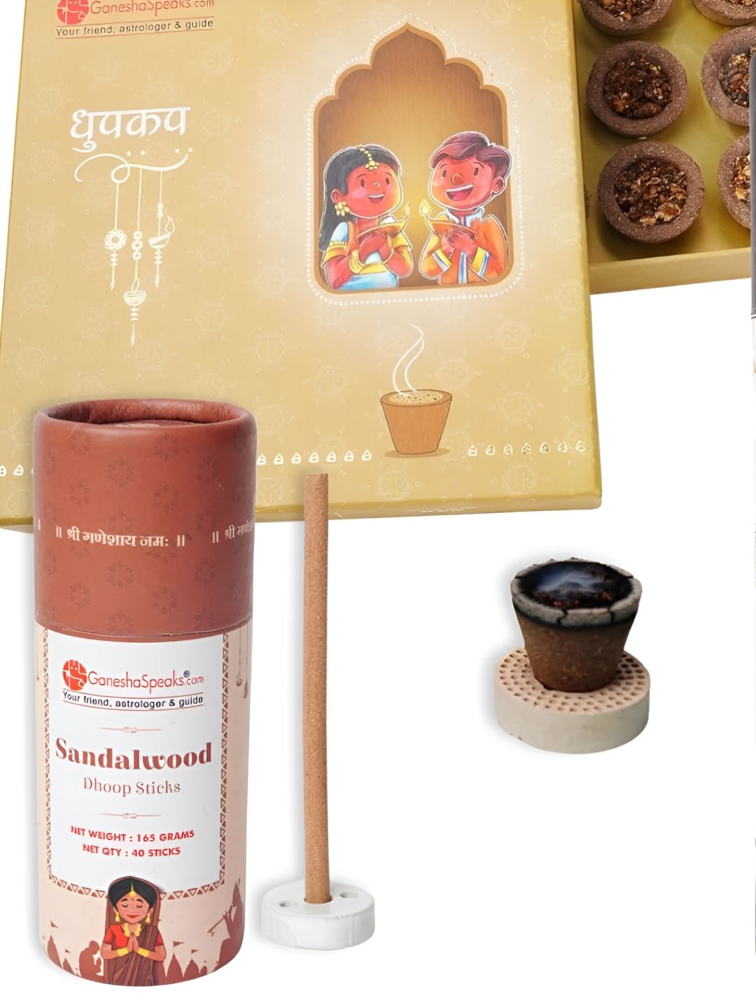 GaneshaSpeaks Wood 3 Piece Chemical-Free Ganesh Chaturthi Incense Sticks