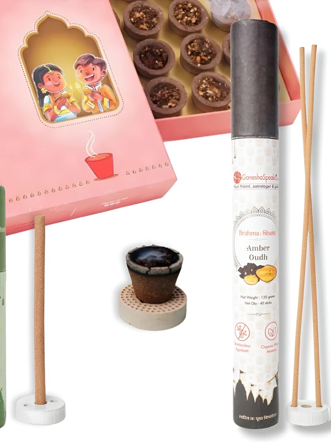GaneshaSpeaks Wood 3 Piece Scented Ganesh Chaturthi Incense Sticks