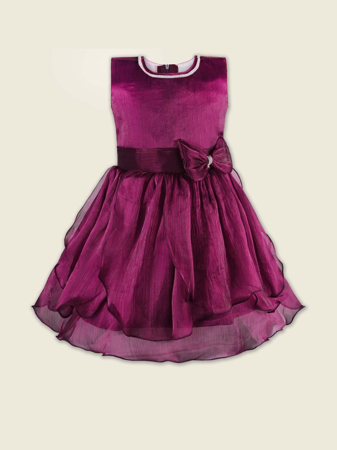 Girls Solid No Sleeve Fit and Flare Frock Dress