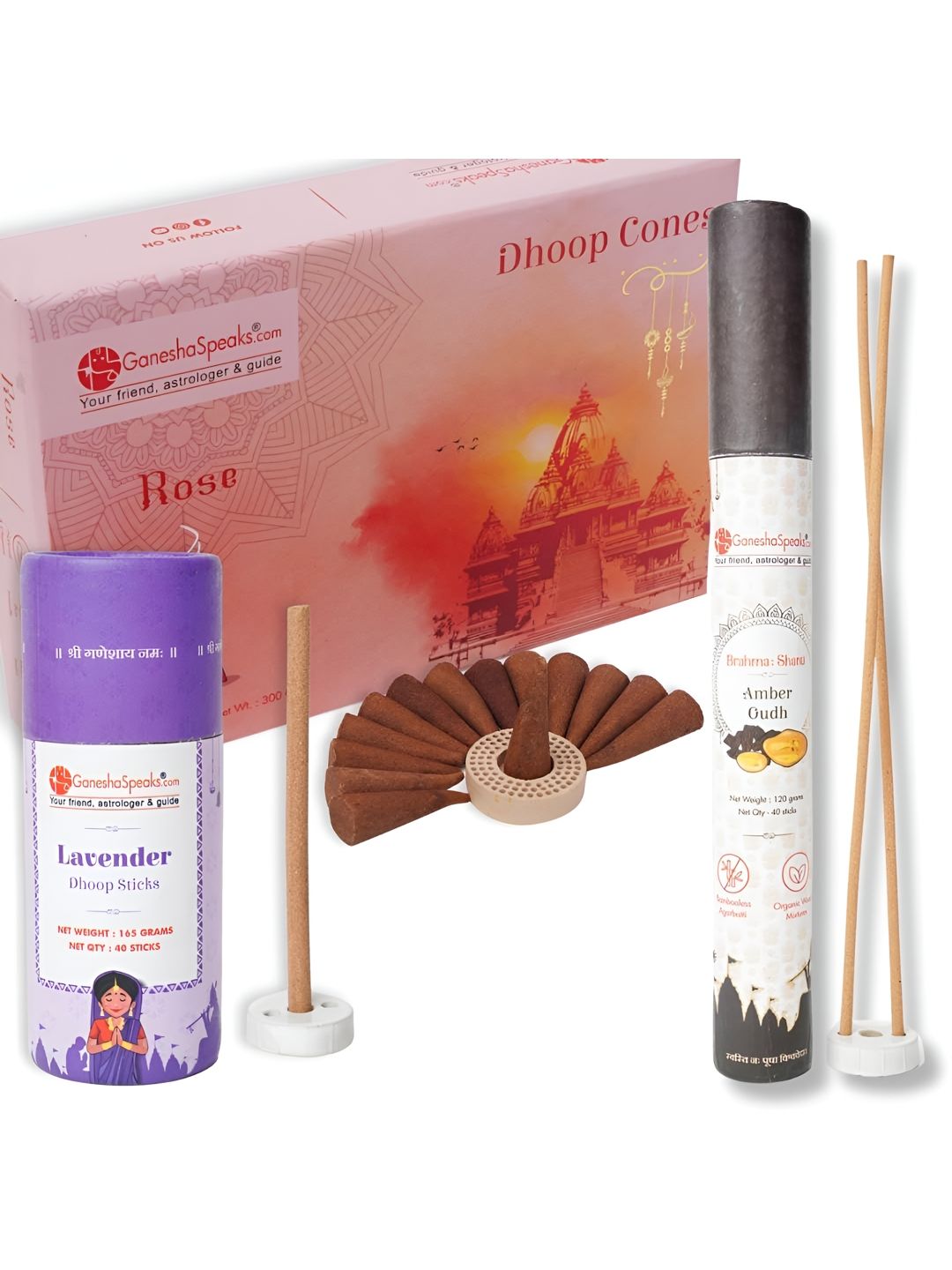 GaneshaSpeaks Wood 3 Piece Scented Ganesh Chaturthi Incense Sticks