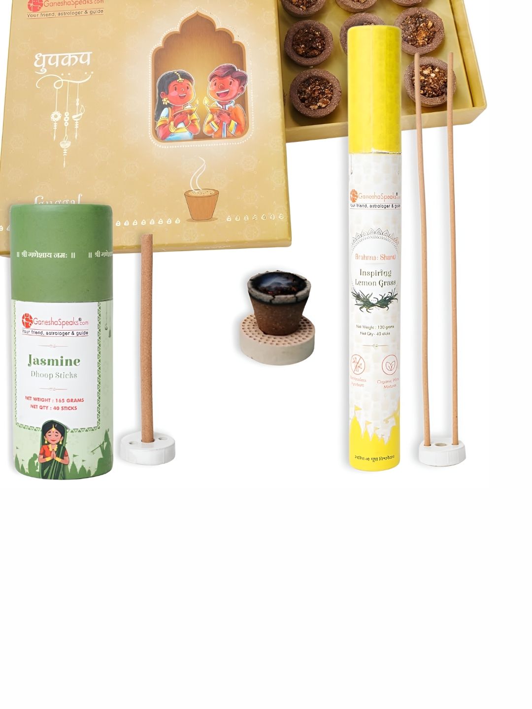 GaneshaSpeaks Wood 3 Piece Chemical-Free Ganesh Chaturthi Incense Sticks