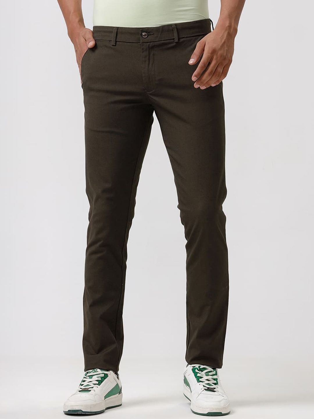 Basics Men Straight Leg Tapered Fit Trousers
