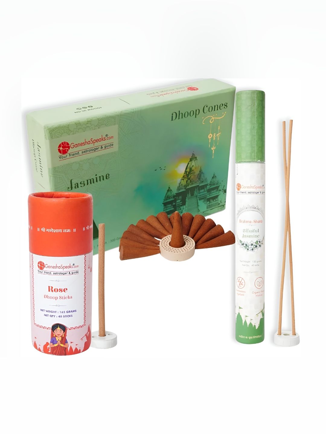 GaneshaSpeaks Wood 3 Piece Scented Ganesh Chaturthi Incense Sticks