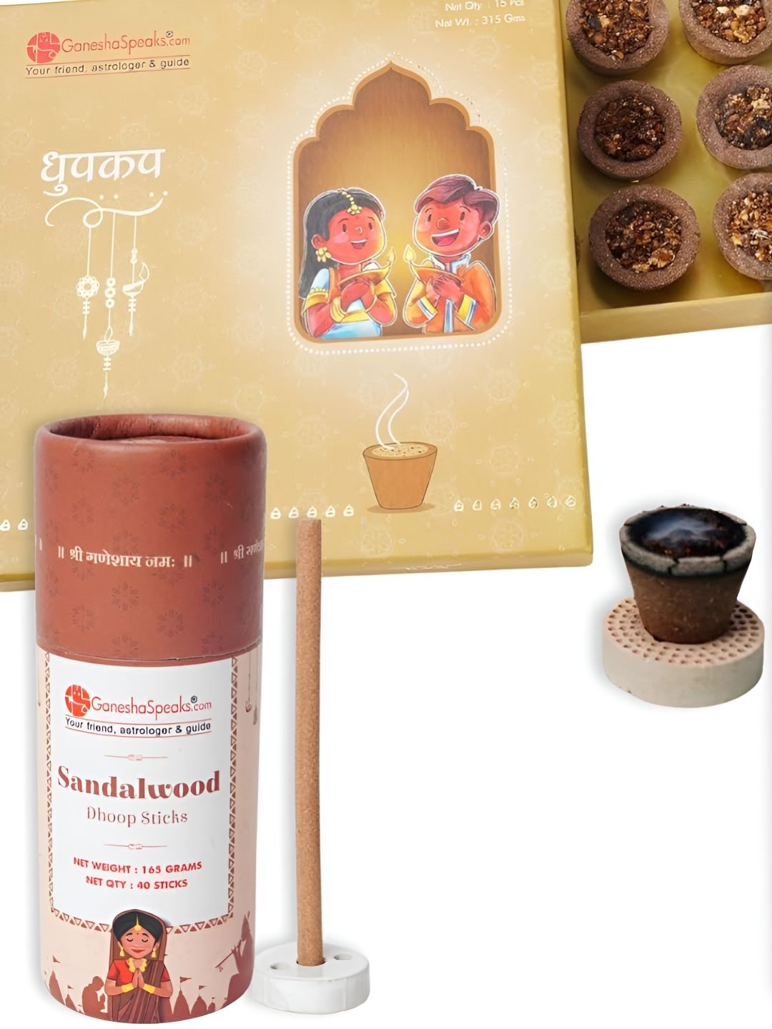 GaneshaSpeaks Wood 3 Piece Scented Ganesh Chaturthi Incense Sticks