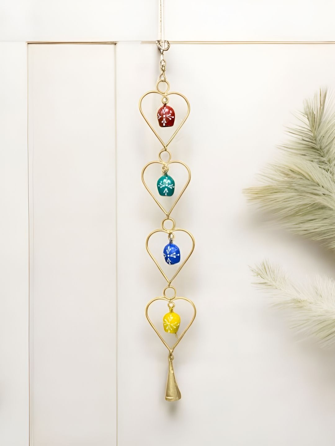 DULI Yellow & Blue Printed Wall Hanging Bells Windchimes
