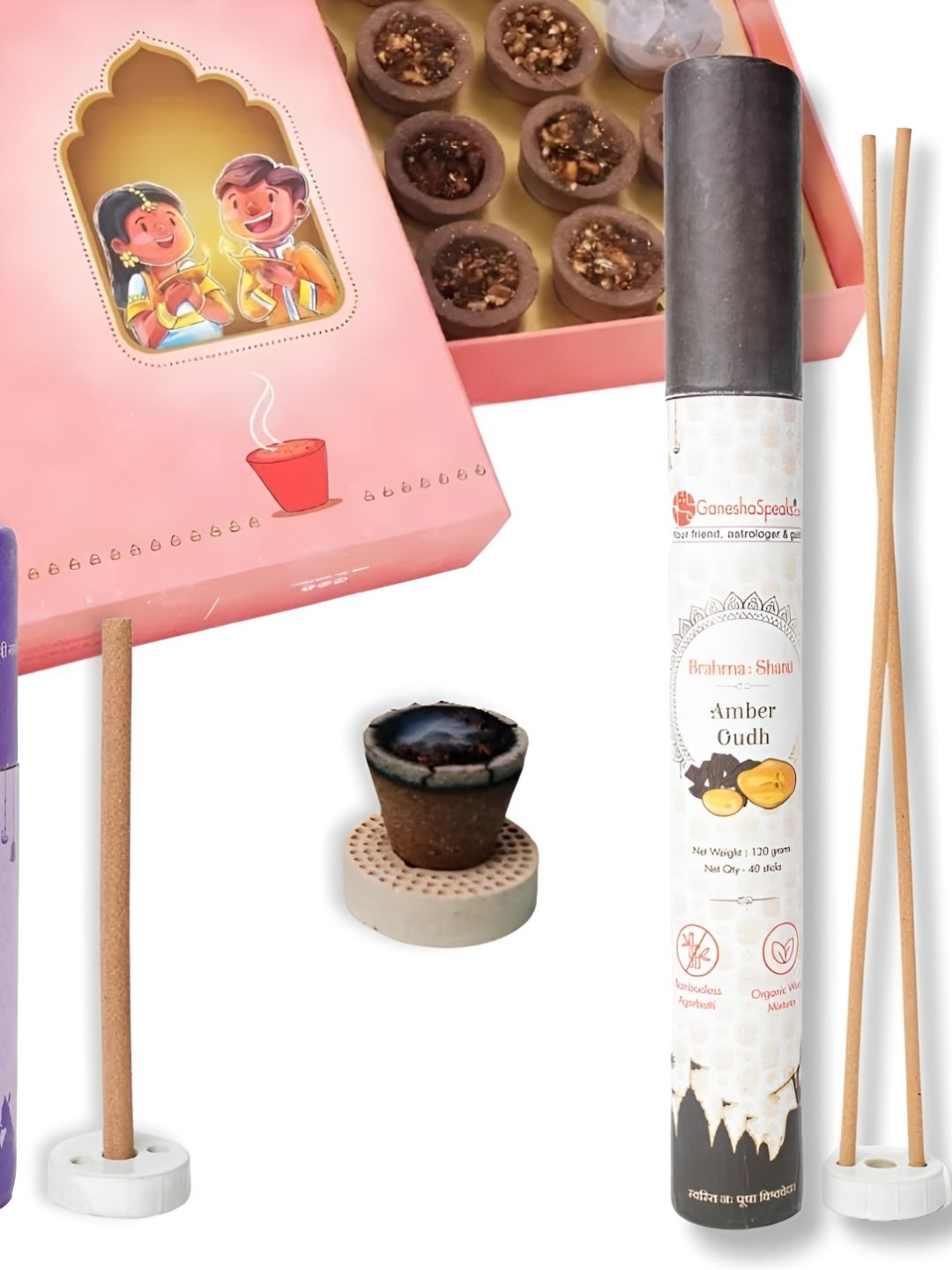 GaneshaSpeaks Wood 3 Piece Chemical-Free Ganesh Chaturthi Incense Sticks