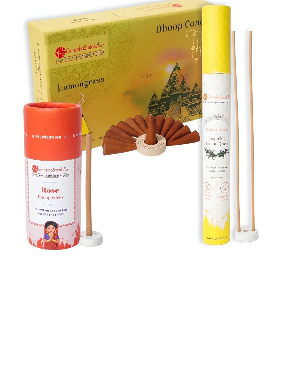 GaneshaSpeaks Wood 3 Piece Scented Ganesh Chaturthi Incense Sticks