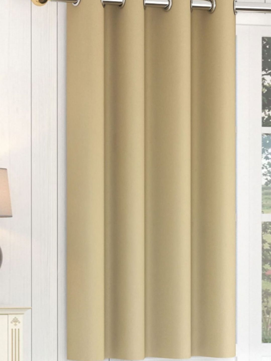 Yellow Weaves Beige Room Darkening Window Curtain