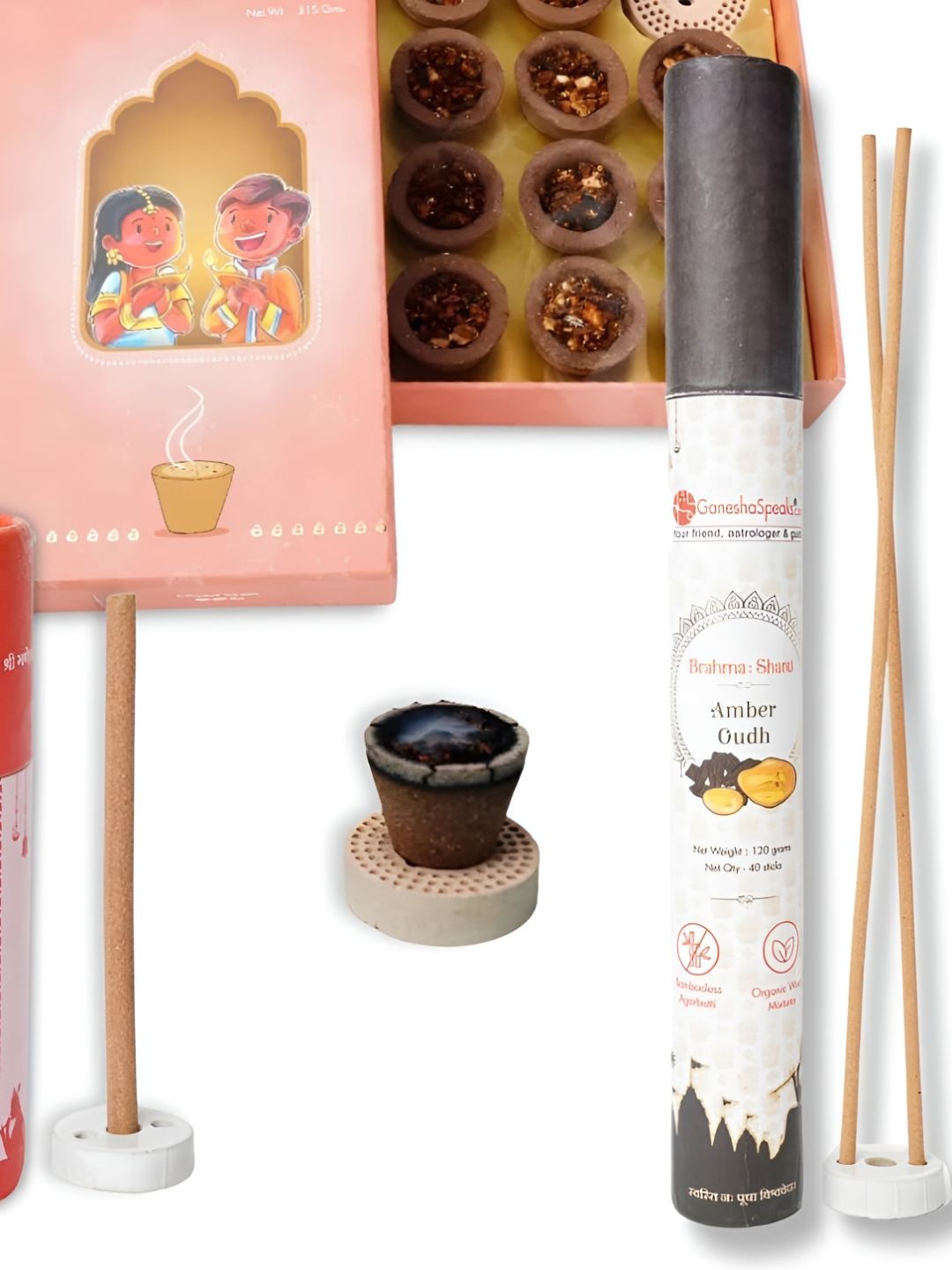 GaneshaSpeaks Wood 3 Piece Scented Ganesh Chaturthi Incense Sticks