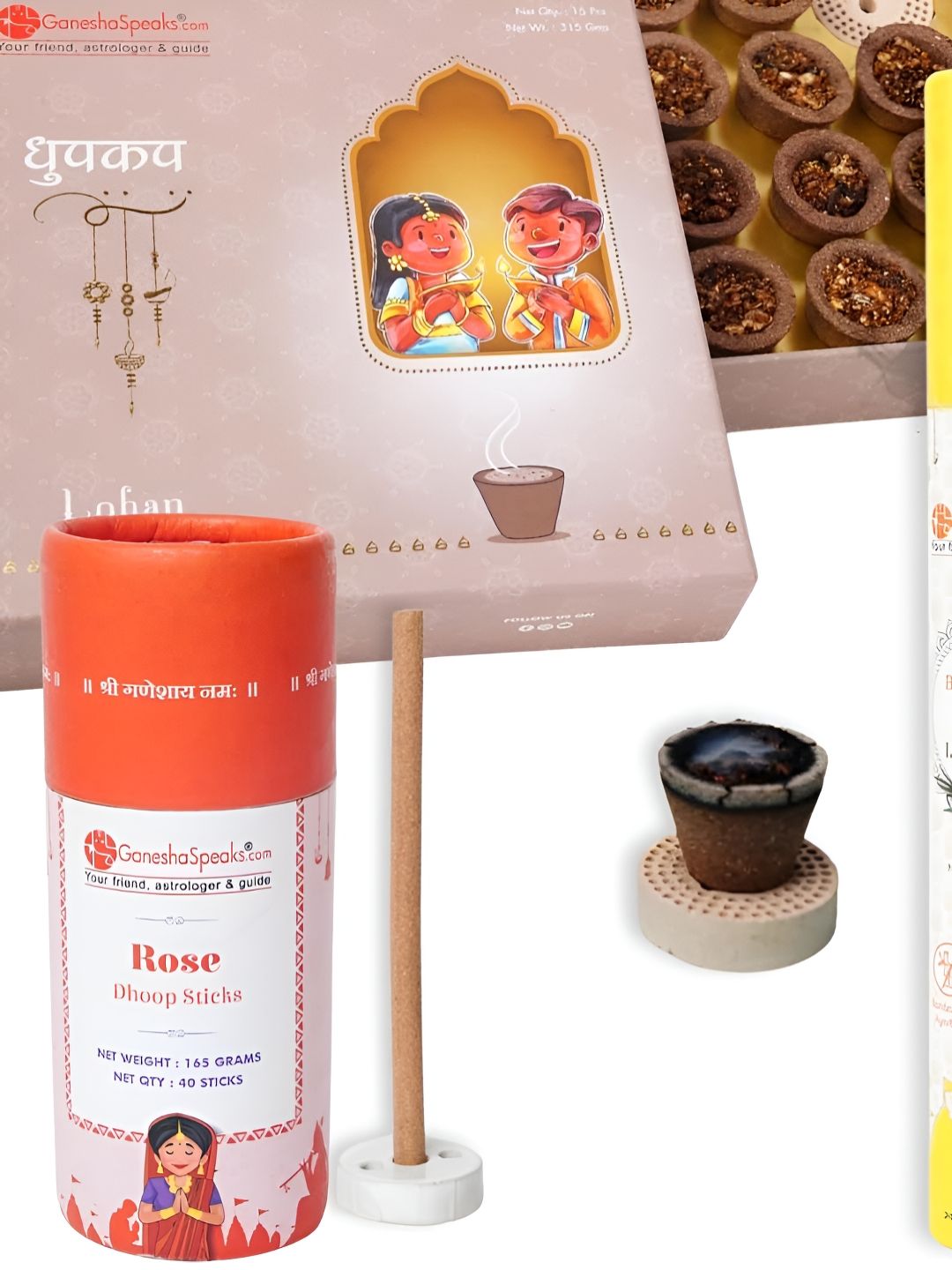 GaneshaSpeaks Wood 3 Piece Scented Ganesh Chaturthi Incense Sticks