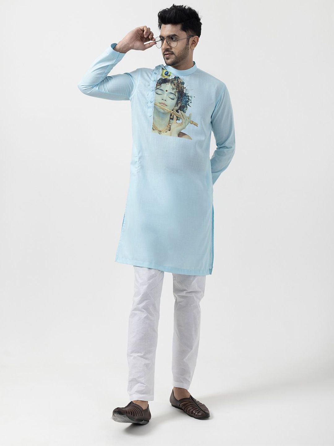 DEVOILER Men Ethnic Motifs Printed Cotton Kurta