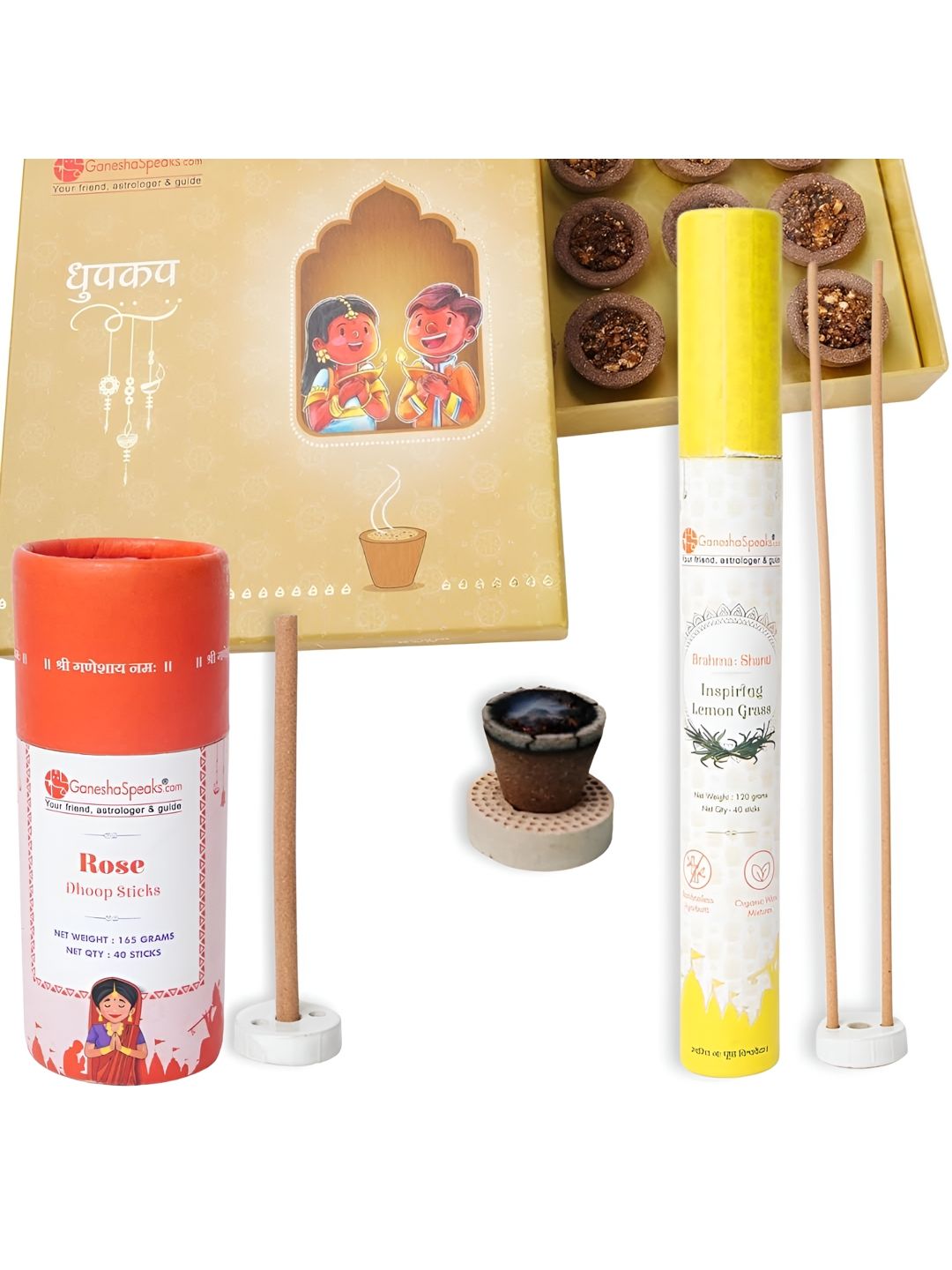 GaneshaSpeaks Wood 3 Piece Scented Ganesh Chaturthi Incense Sticks