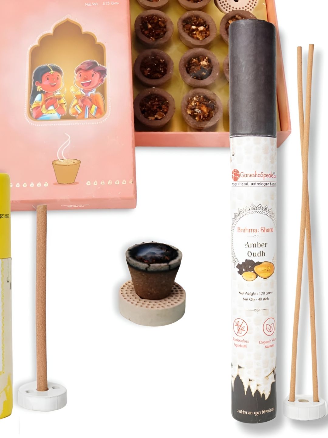 GaneshaSpeaks Wood 3 Piece Scented Ganesh Chaturthi Incense Sticks