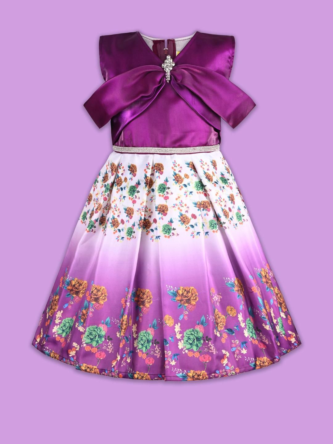 Girls Floral Print Sleeveless  Fit and Flare Frock Dress