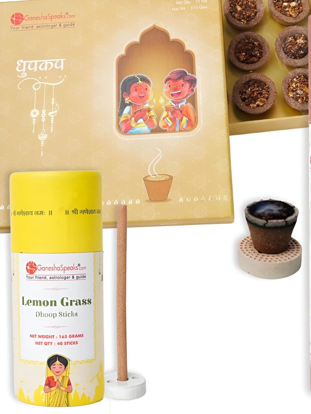 GaneshaSpeaks Wood 3 Piece Scented Ganesh Chaturthi Incense Sticks