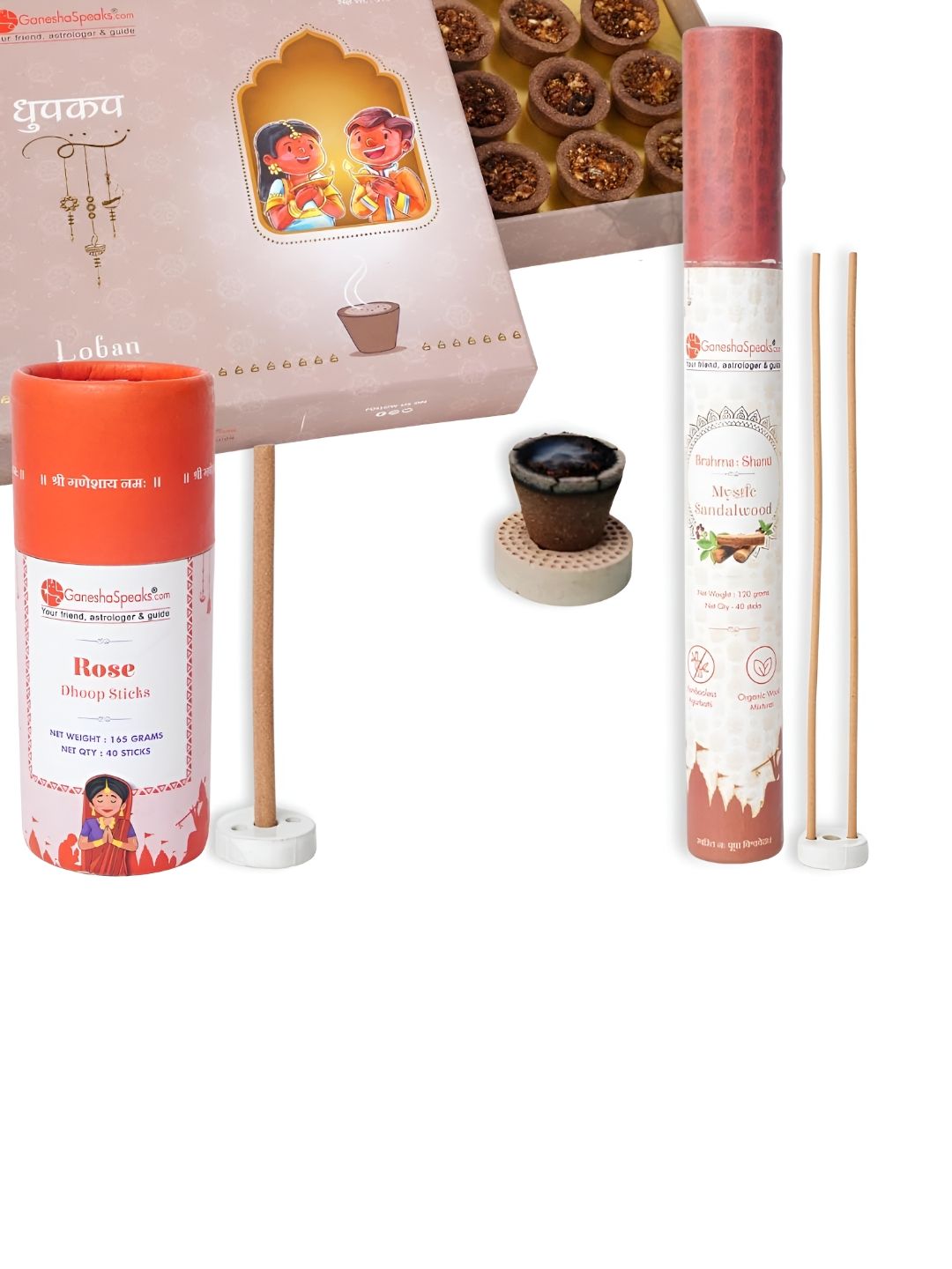GaneshaSpeaks Wood 3 Piece Chemical-Free Ganesh Chaturthi Incense Sticks