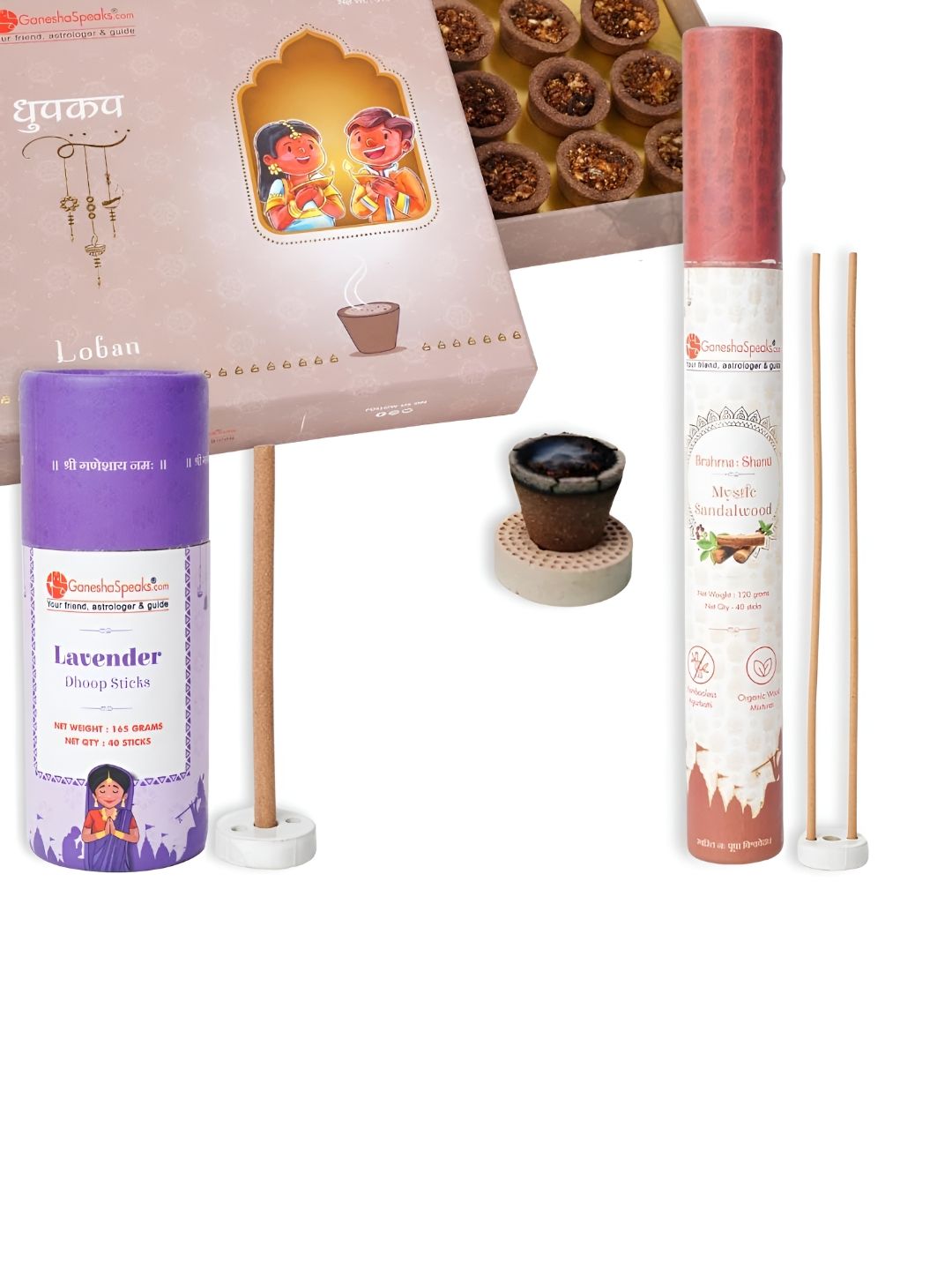 GaneshaSpeaks Wood 3 Piece Scented Ganesh Chaturthi Incense Sticks