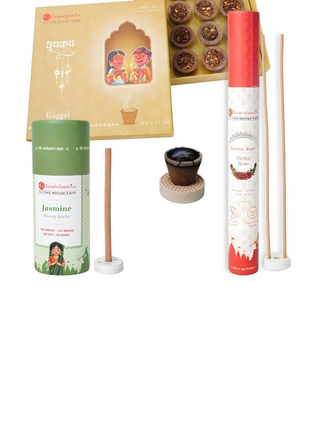 GaneshaSpeaks Wood 3 Piece Scented Ganesh Chaturthi Incense Sticks