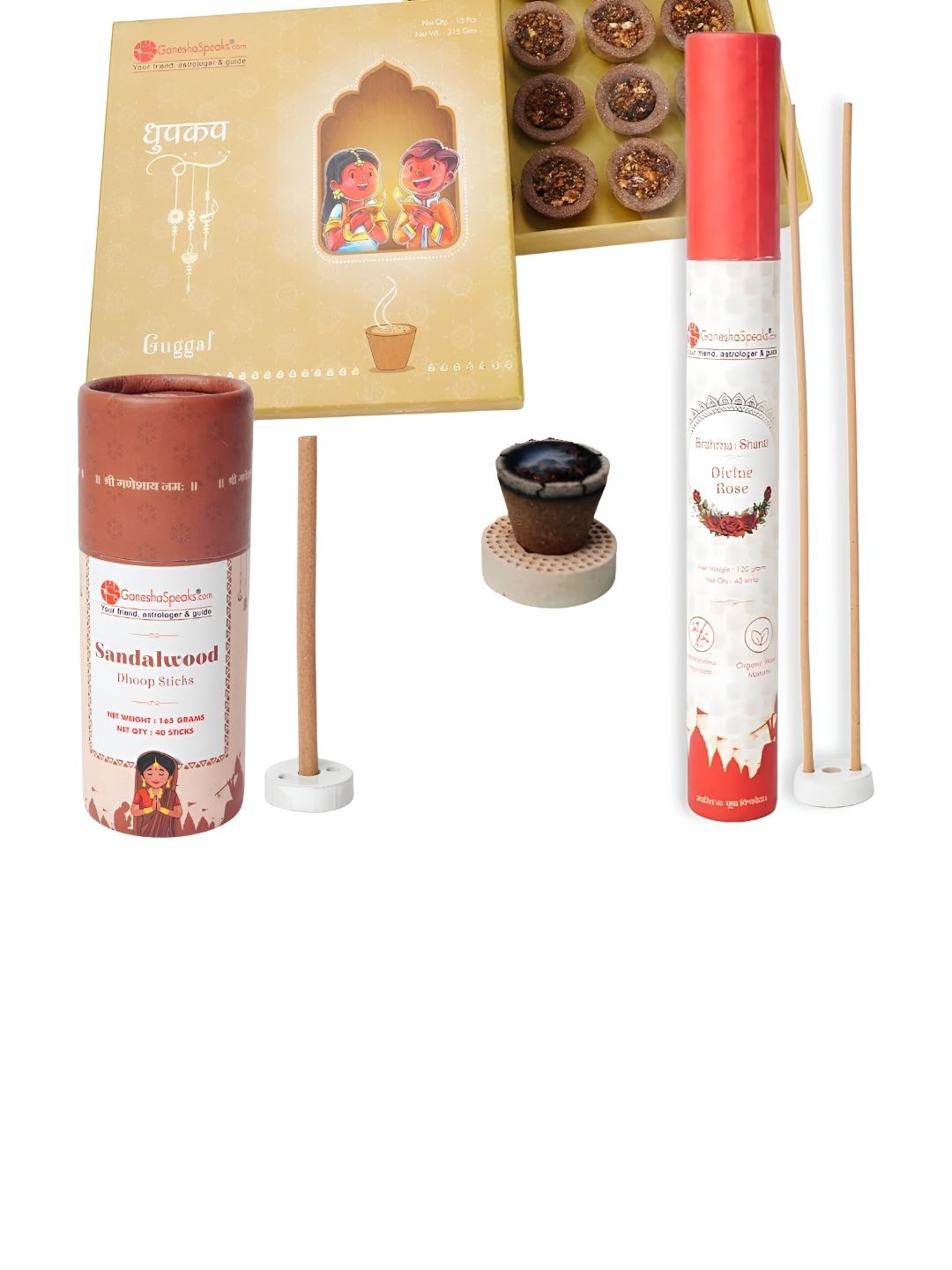 GaneshaSpeaks Wood 3 Piece Scented Ganesh Chaturthi Incense Sticks