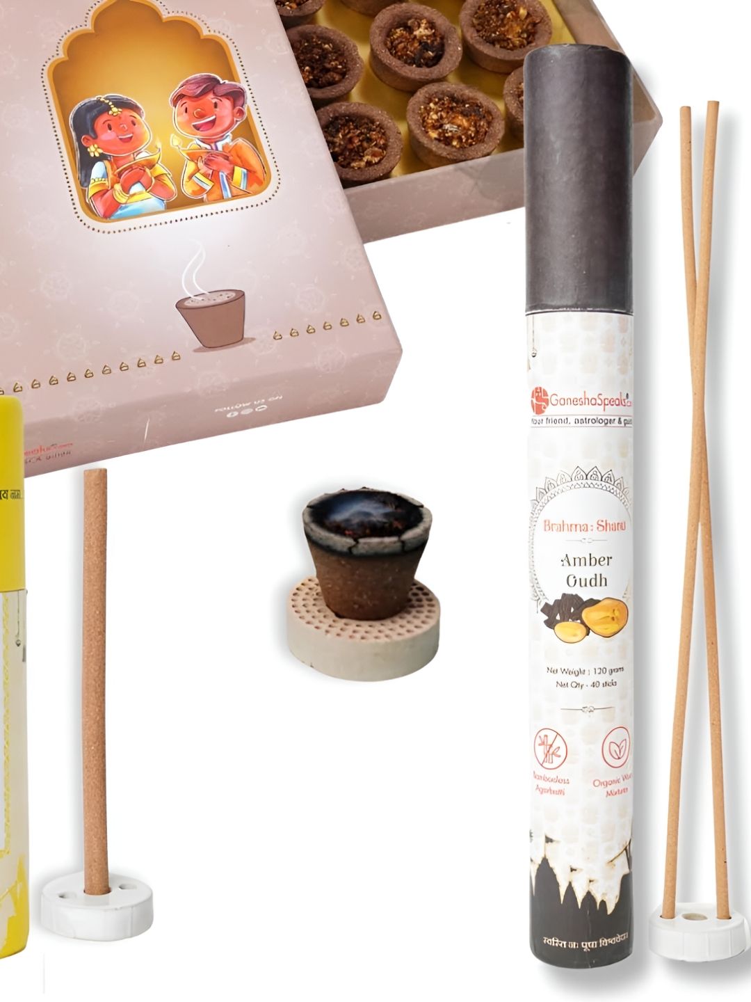 GaneshaSpeaks Wood 3 Piece Scented Ganesh Chaturthi Incense Sticks