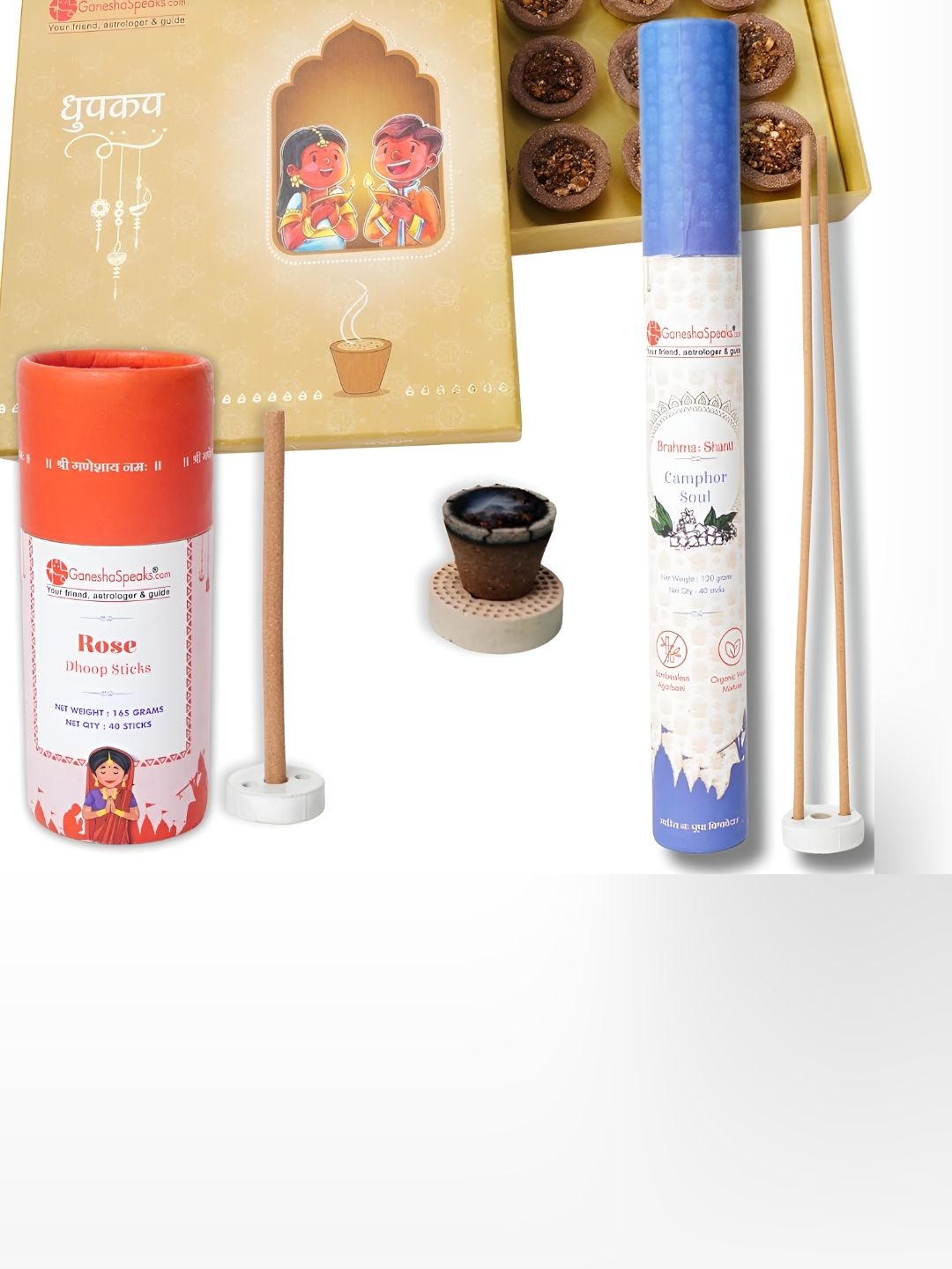 GaneshaSpeaks Ganesha Wood 2 Piece Scented Ganesh Chaturthi Incense Sticks