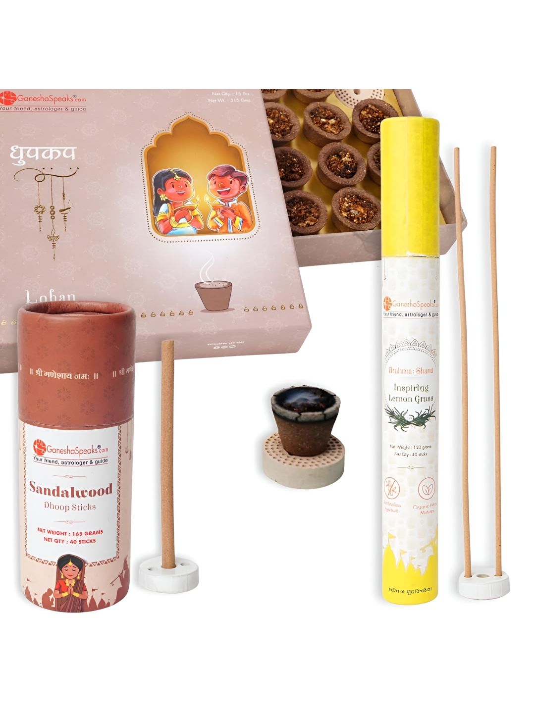 GaneshaSpeaks Wood 3 Piece Scented Ganesh Chaturthi Incense Sticks
