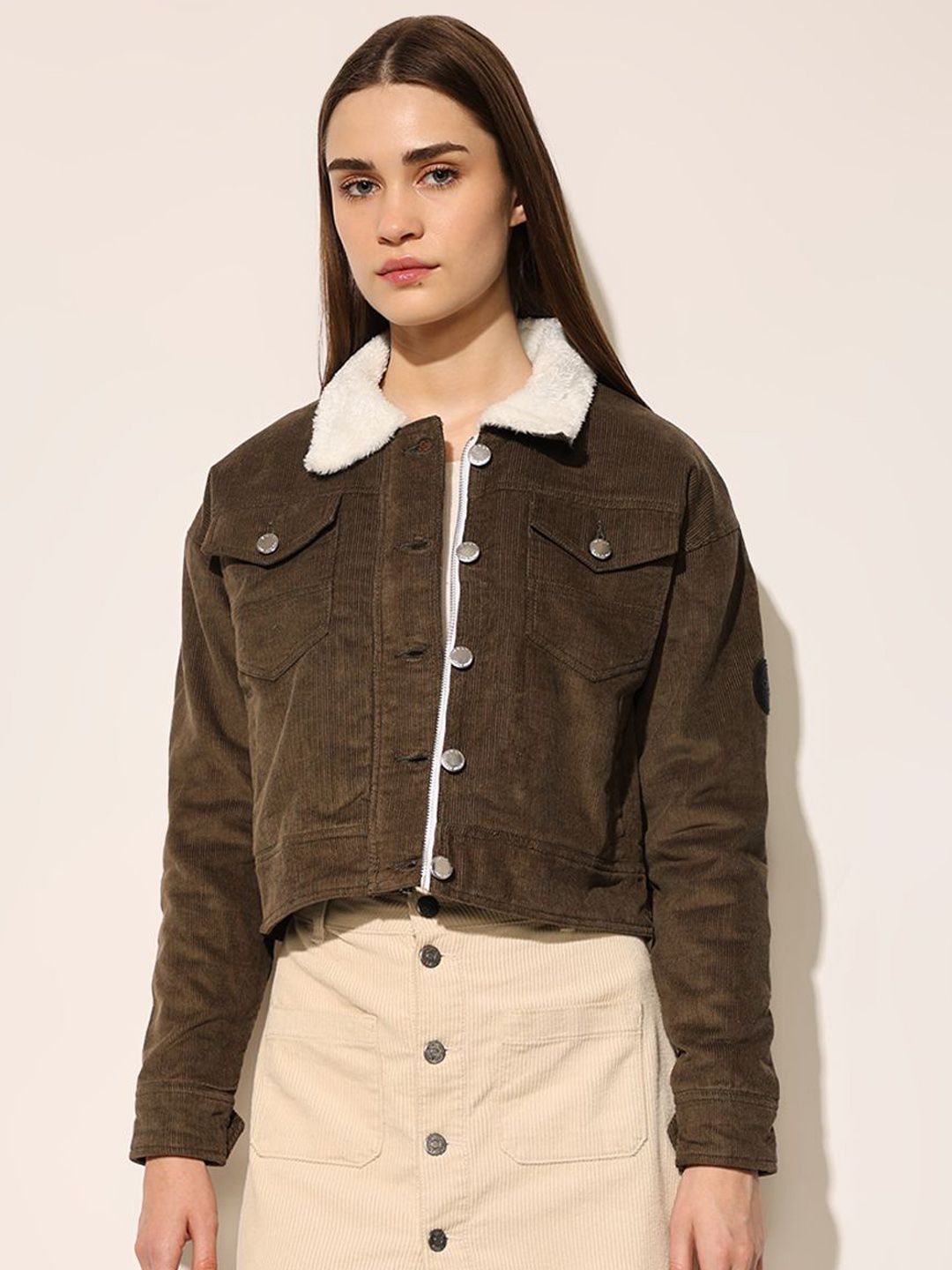 ONLY Women Spread Collar Solid Casual Tailored Jacket