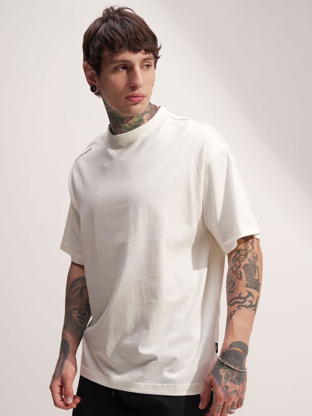 HIGHLANDER Men Typography Printed Round Neck Cotton Oversized T-shirt