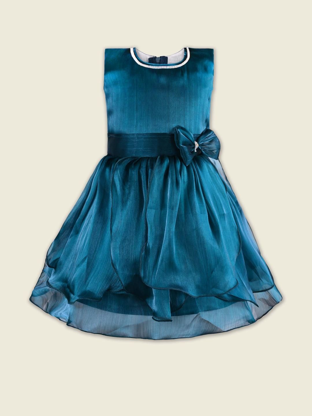 Girls Solid No Sleeve Fit and Flare Frock Dress