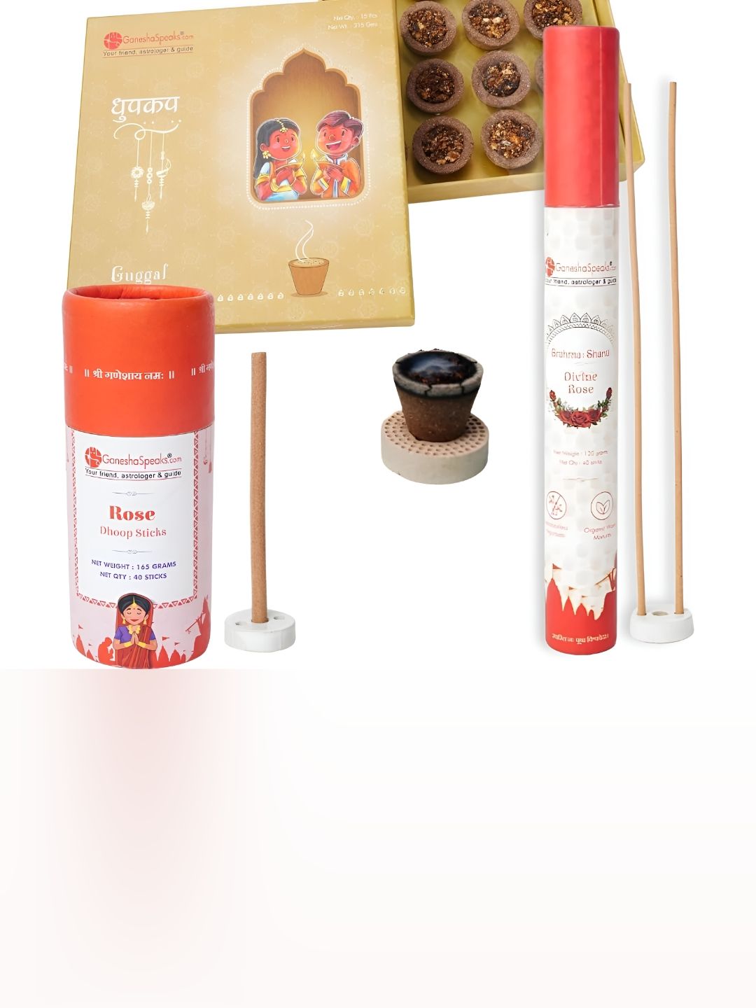 GaneshaSpeaks Wood 3 Piece Chemical-Free Ganesh Chaturthi Incense Sticks